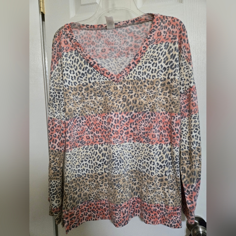 Sew In Love Pink and Gray Leopard Top